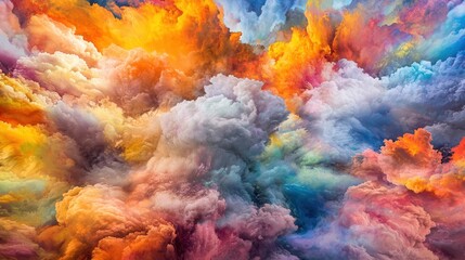 Vibrant Fire and Smoke Texture Artwork in Fantasy Clouds and Colorful Space
