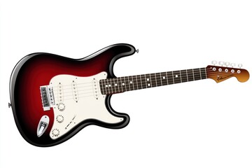 Sunburst electric guitar isolated on white background.