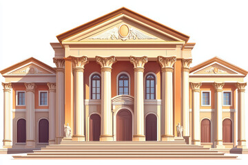 Obraz premium grand classical building with majestic columns and intricate details, showcasing stunning architectural design. structure features symmetrical facade and elegant staircases