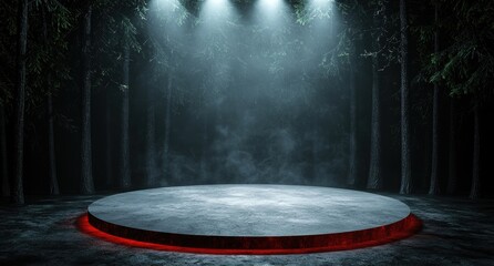Mysterious dark forest stage with glowing red platform