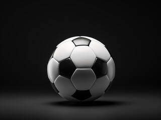Fototapeta premium A simple black and white soccer ball placed prominently on an outdoor football field