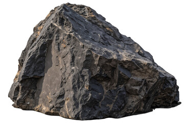 Fototapeta premium Basalt Rock with Sharp Edges Isolated on Transparent Background