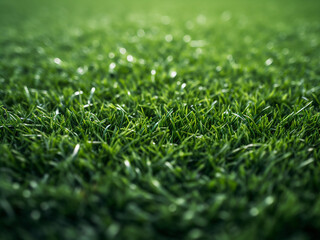 Closeup corner of the penalty area on green artificial turf with precise markings for the match
