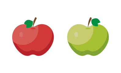 Red and Green Apple. Vector apples isolated on white.