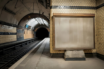 Blank board mock up old bus station