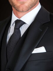 Closeup of a businessman's suit and tie