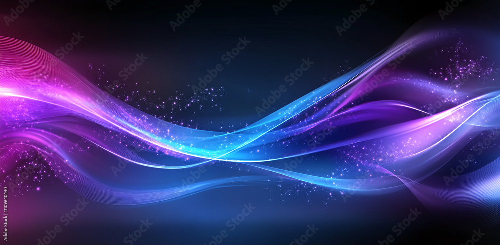 Poster Colorful abstract waves intertwine in a mesmerizing display of light and movement