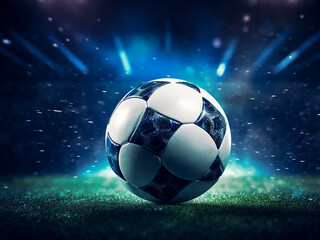 Fototapeta premium Soccer ball in the net representing winning and team success in football