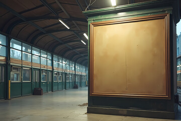 Blank board mock up old bus station