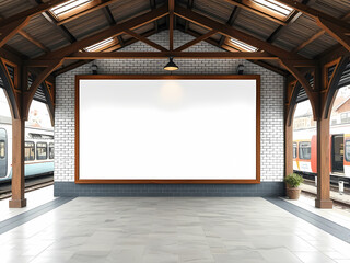 Blank board mock up old bus station