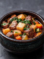 Hearty beef stew with potatoes and carrots