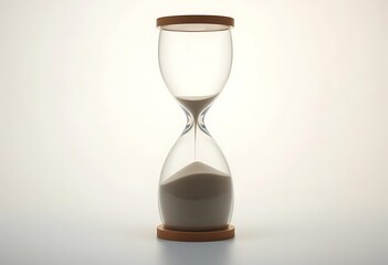 Minimalist hourglass with white sand and a clean design