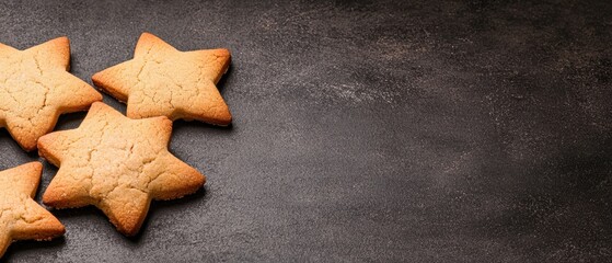 Festive star-shaped cookies on dark background