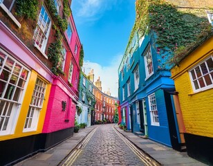 Obraz premium colorful buildings at neal s yard a small alley in covent garden london uk