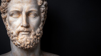 Detailed marble bust of a bearded man