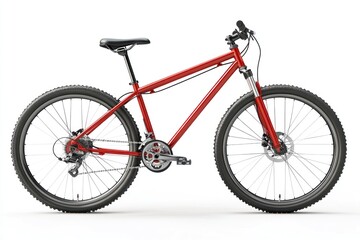 Obraz premium Red mountain bike isolated on white background.