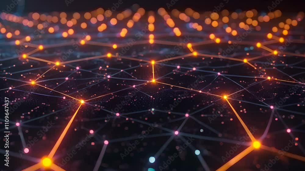 Aufkleber abstract digital landscape with glowing plexus network