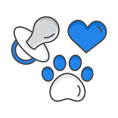 Kid Pet Friendly – Paw, Heart, and Pacifier Representing Safe and Comfortable Design Transparent PNG