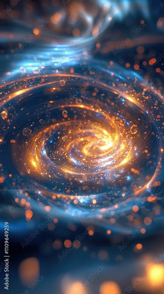 Poster stunning abstract background with swirling light patterns and sparkling particles in vibrant orange 