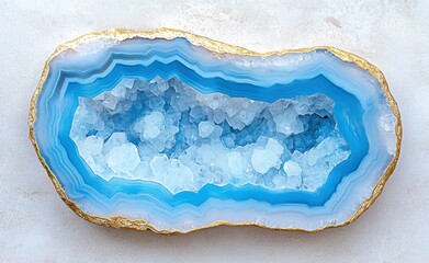 Stunning agate geode with vibrant blue and gold tones