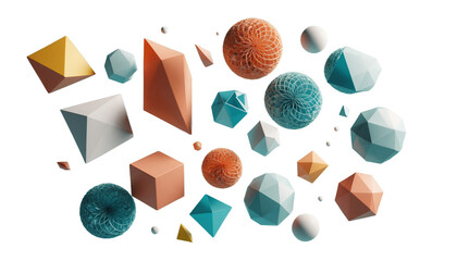 Geometric Abstract: Floating in a space of pure abstract design, various geometric shapes in pastel colors create a dynamic, artistic composition.  