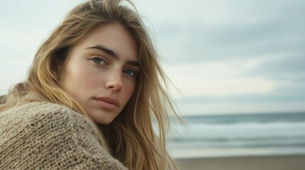 Fototapeta premium ragazza e mare d'inverno