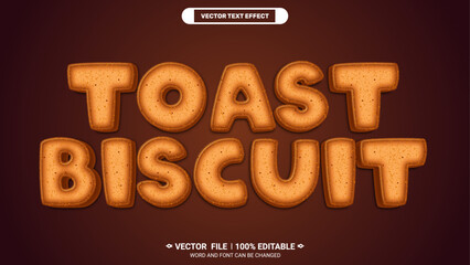 Toast biscuit 3d typography style editable vector text effect for pastry shop © sawrav97