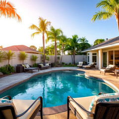 luxurious backyard oasis with swimming pool 
