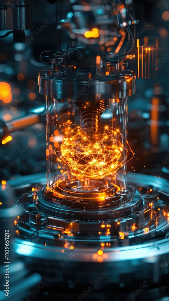 Aufkleber captivating image of a futuristic energy core filled with glowing electric filaments and intricate m