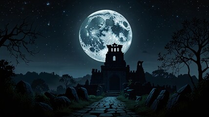 halloween night background , AI Generated.