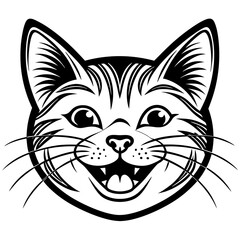 Happy Cat Face on White Background