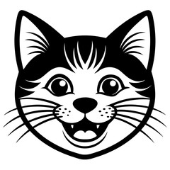 Happy Cat Face on White Background