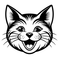Happy Cat Face on White Background
