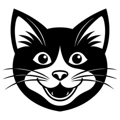 Happy Cat Face on White Background