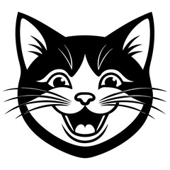 Happy Cat Face on White Background