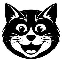 Happy Cat Face on White Background