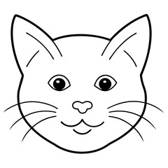 Happy Cat Face on White Background