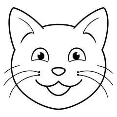 Happy Cat Face on White Background