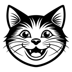 Happy Cat Face on White Background