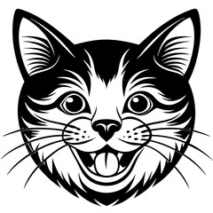 Happy Cat Face on White Background