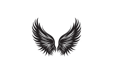 Elegant Angel Wings Black Vector Silhouette