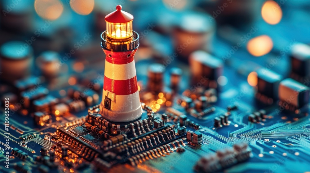 Aufkleber lighthouse guiding technology: a symbolic image of innovation and guidance in the digital world