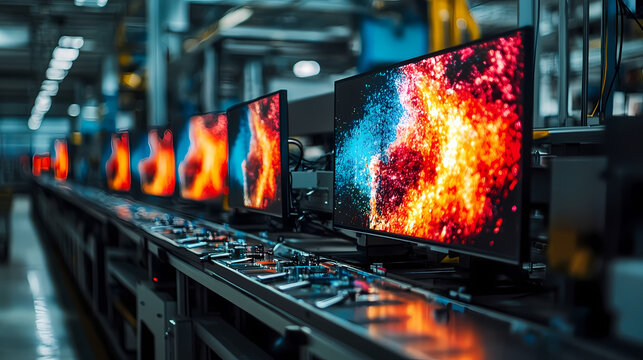 Production of plasma tv at the modern factory. Plasma. Illustration