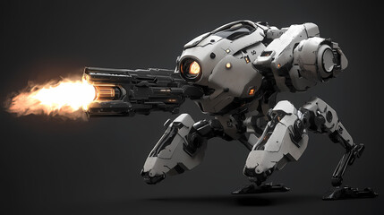 Fototapeta premium Render of a futuristic mech warrior in advanced battle suit with plasma gun. mecha battle. illustration. Plasma. Illustration
