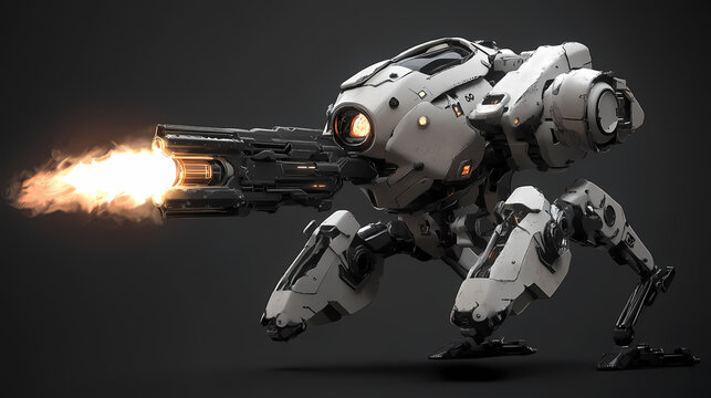 Render of a futuristic mech warrior in advanced battle suit with plasma gun. mecha battle. illustration. Plasma. Illustration