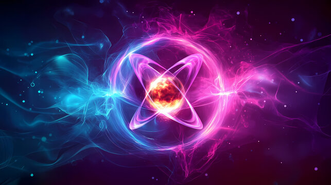 Technology background with plasma energy, nuclear fusion technology. Plasma. Illustration