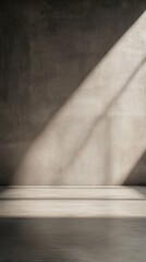 Minimalist Interior with Textured Wall and Soft Light Beam Creating a Unique Ambiance for Modern Design and Artistic Background in Neutral Tones