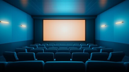 Obraz premium Relaxing atmosphere in a modern cinema before the show begins. Generative AI