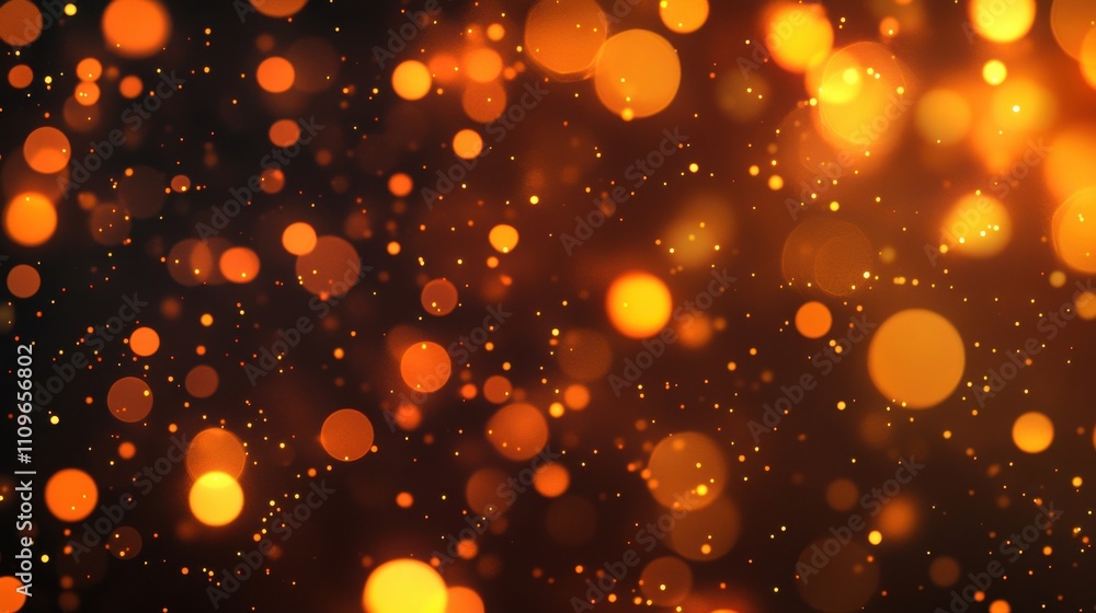 Aufkleber enchanting orange bokeh background with glowing light spots creating a warm and captivating atmosphe
