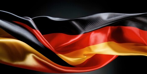 Waving German Flag on Dark Background